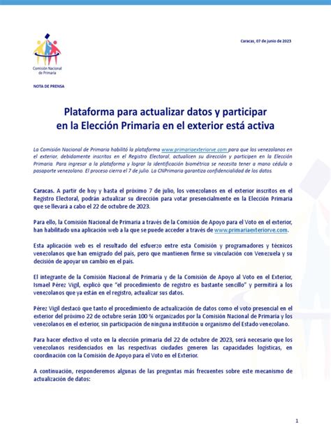 Plataforma para actualizar datos y participar en la Elección。